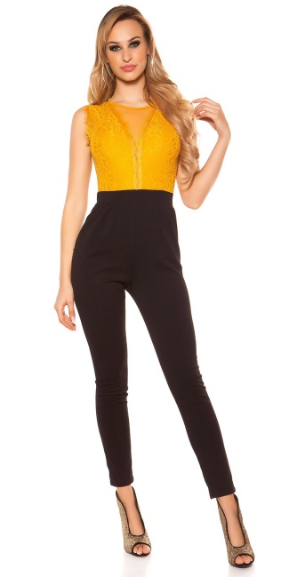 jumpsuit with lace Mustard